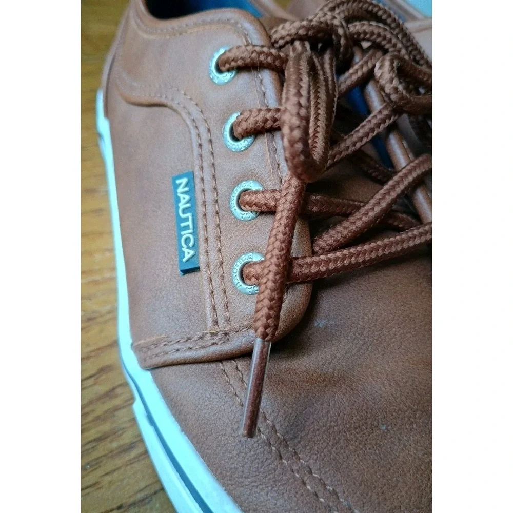 Nautica Boys Moulouya Brown Leather‎ Casual Shoes Sneakers Size 3