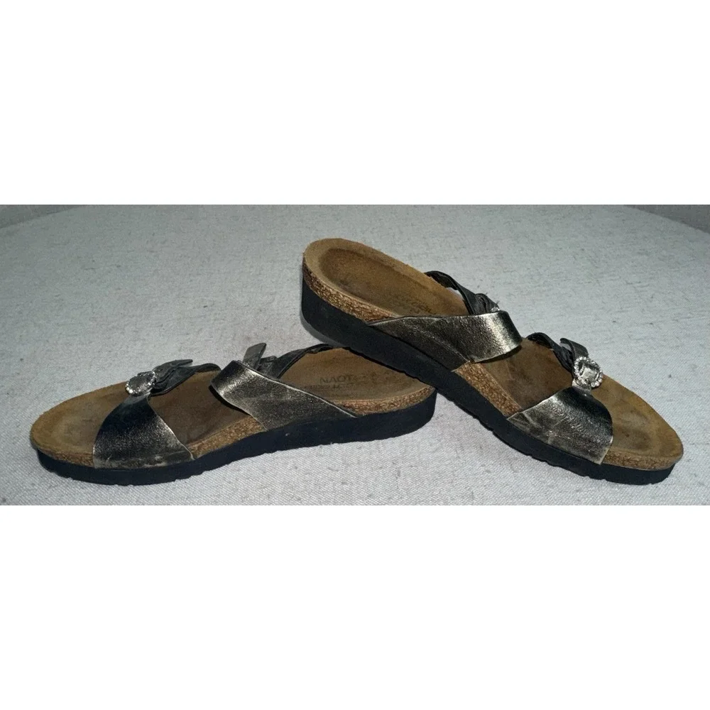 NAOT Metallic Leather‎ Kate Footbed Adjustable Sandals US Women's Sz 10 EU 41