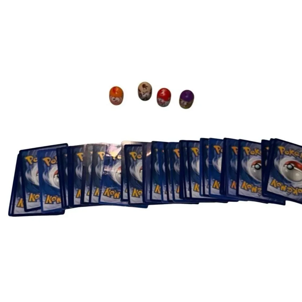 36 Pokemon Cards Random Multicolor No Duplicates Standard Size w/ wobbly toys