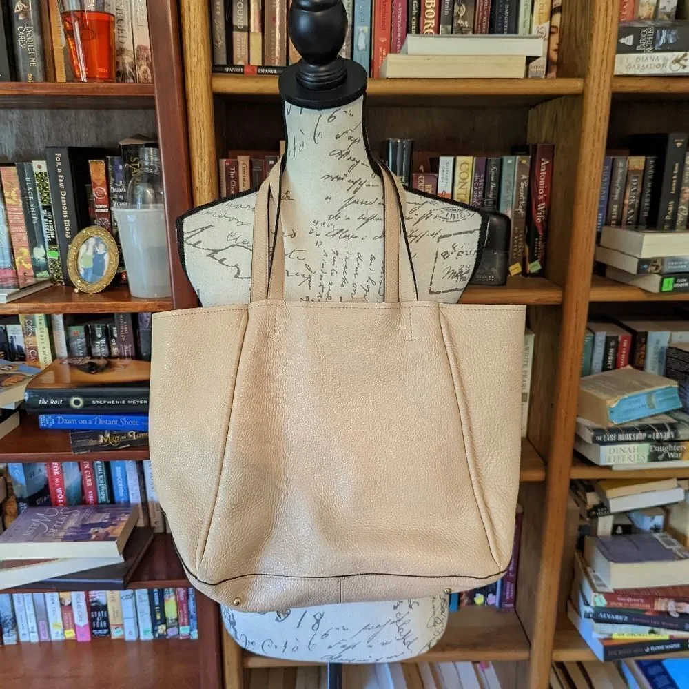 AIMEE kestenberg salmon colored pebbled leather large two strap tote bag euc