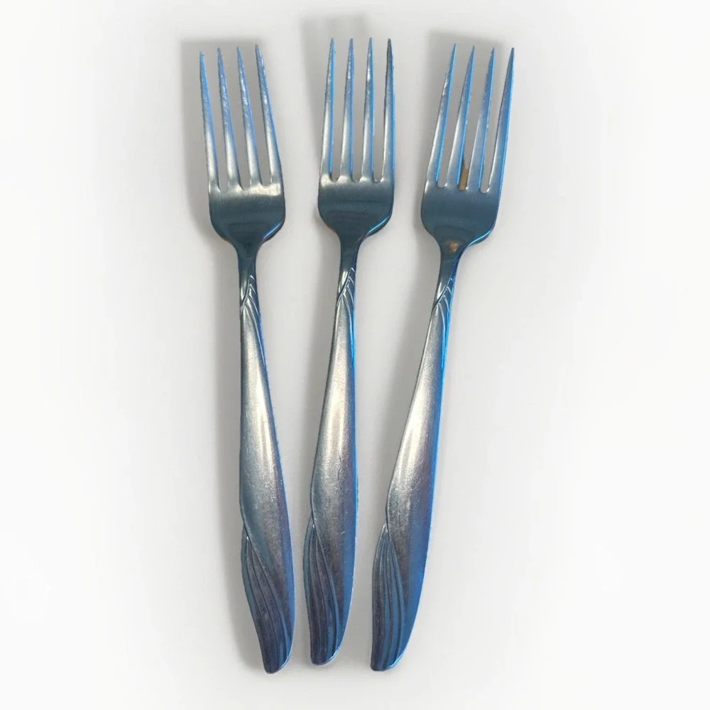 SURF Stainless by Oneida Ltd 7 3/8 Inch (set of 3) Dinner Forks Rare Flatware‎