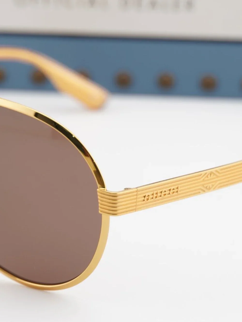 Gucci GG1513S 002 Aviator Sunglasses - Yellow Gold\Brown
