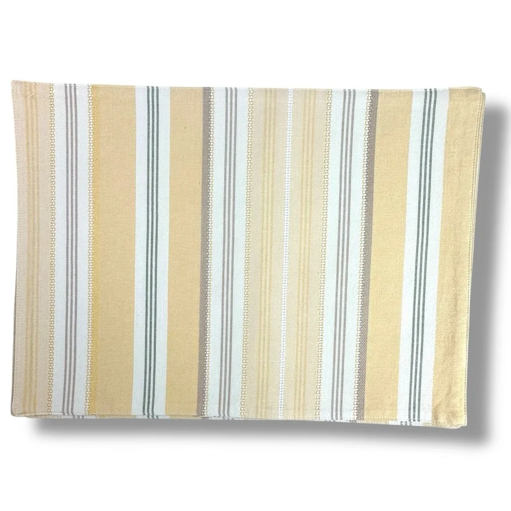Sonoma Life & Style Cotton Placemats Set Of 4 Stripe Neutral Farmhouse NEW Kohls