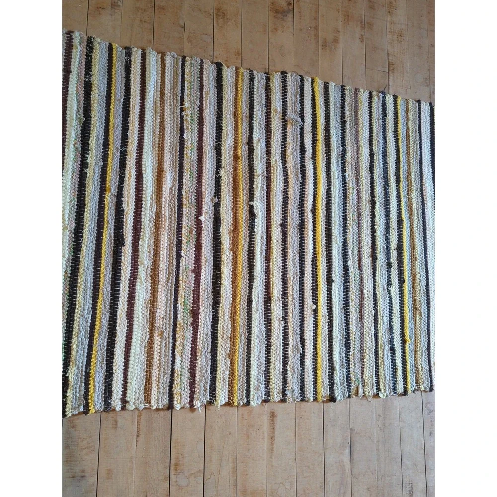 Antique Imported Swedish Hand Made Rag Rug Runner (26‎ x 188