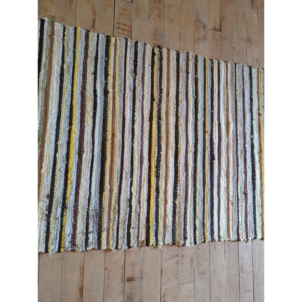 Antique Imported Swedish Hand Made Rag Rug Runner (26‎ x 188
