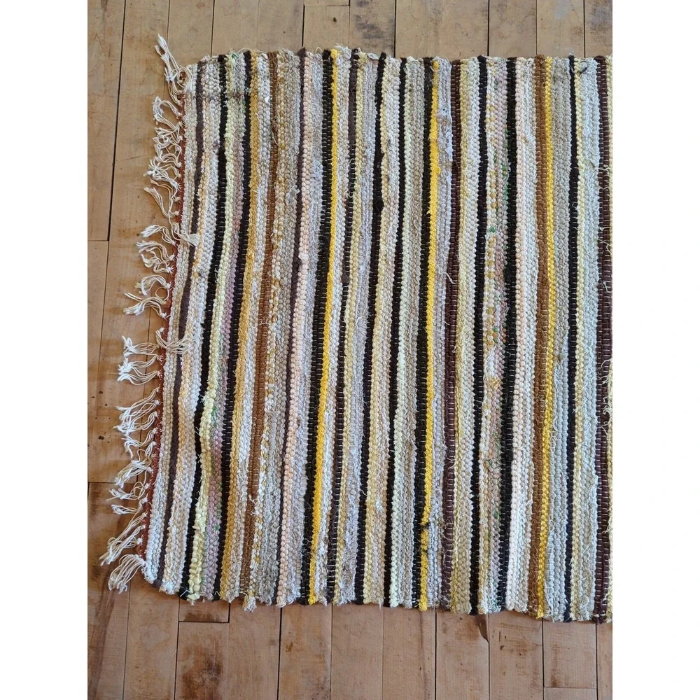 Antique Imported Swedish Hand Made Rag Rug Runner (26‎ x 188