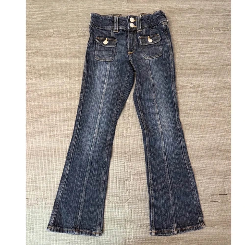 HM Girls Bootcut Low Waist Jeans Dark Wash Blue Size 8 Adjustable Waist