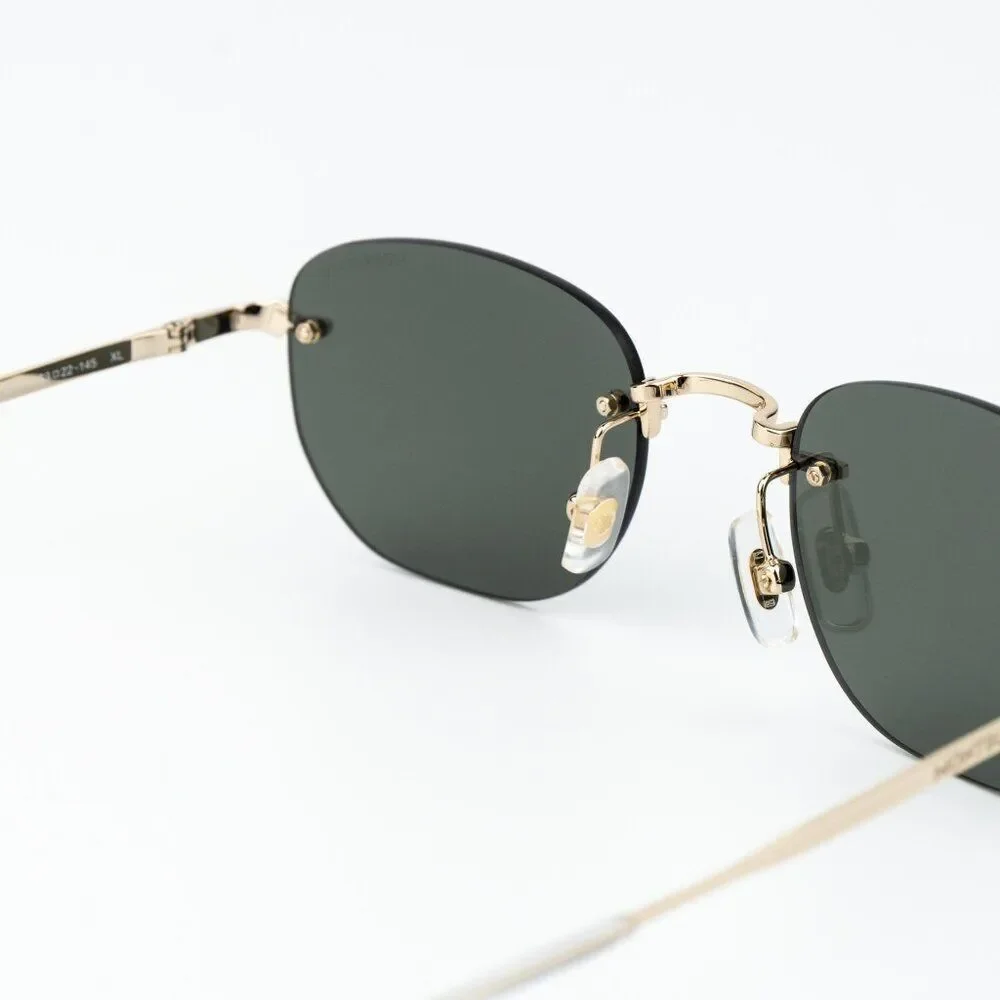 Montblanc Men Sunglasses Gold Grey Square Rimless MB0303S 001 NEW AUTHENTIC