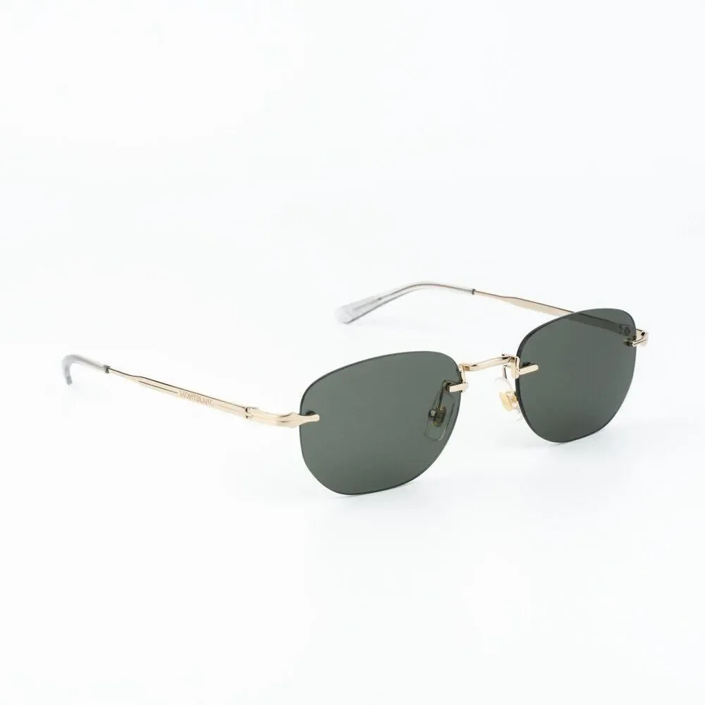 Montblanc Men Sunglasses Gold Grey Square Rimless MB0303S 001 NEW AUTHENTIC