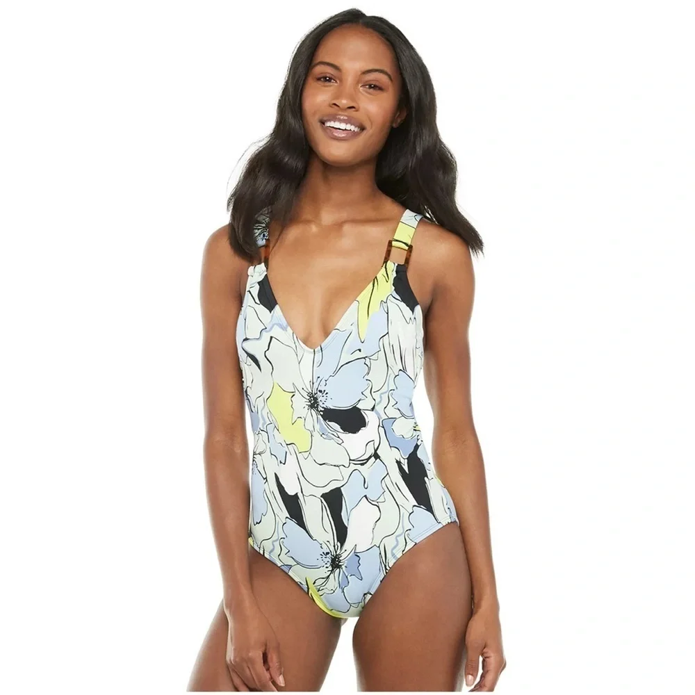 Women's Apt. 9® Square Trim Scoopneck One Piece Tankini Swimsuit