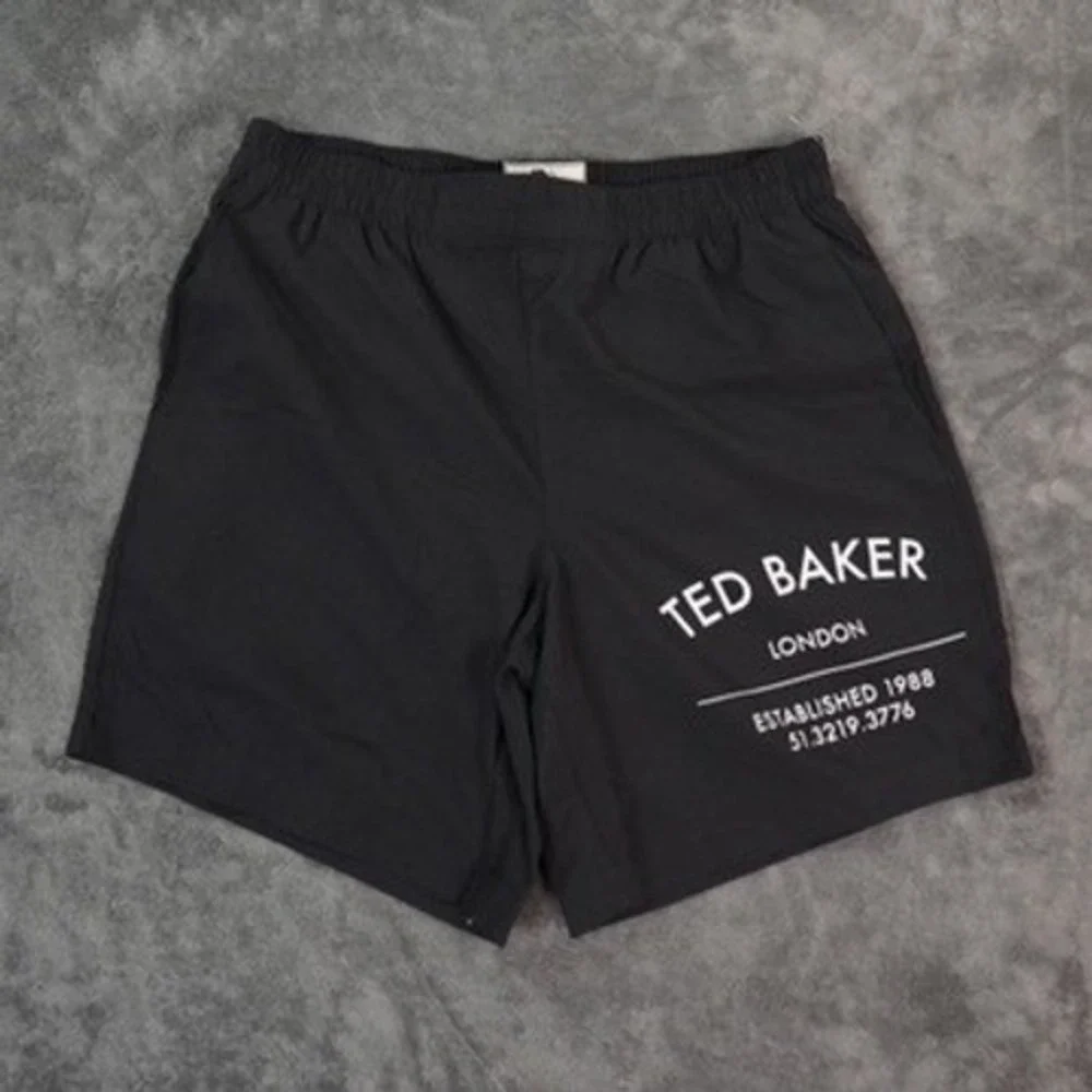 Ted Baker London Swim Shorts Mens Medium 3 Black Spellout Branded‎ NWT