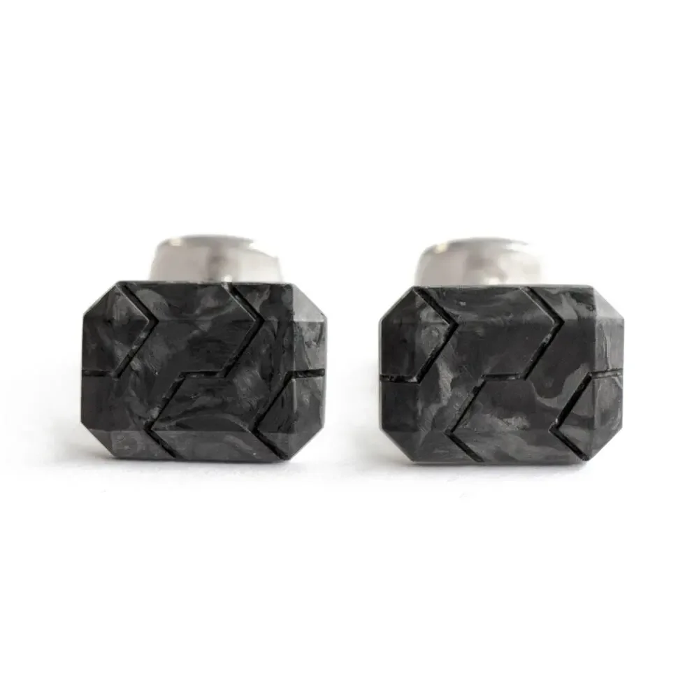 David Yurman Black Forged Carbon & 925 Sterling Silver Cufflinks