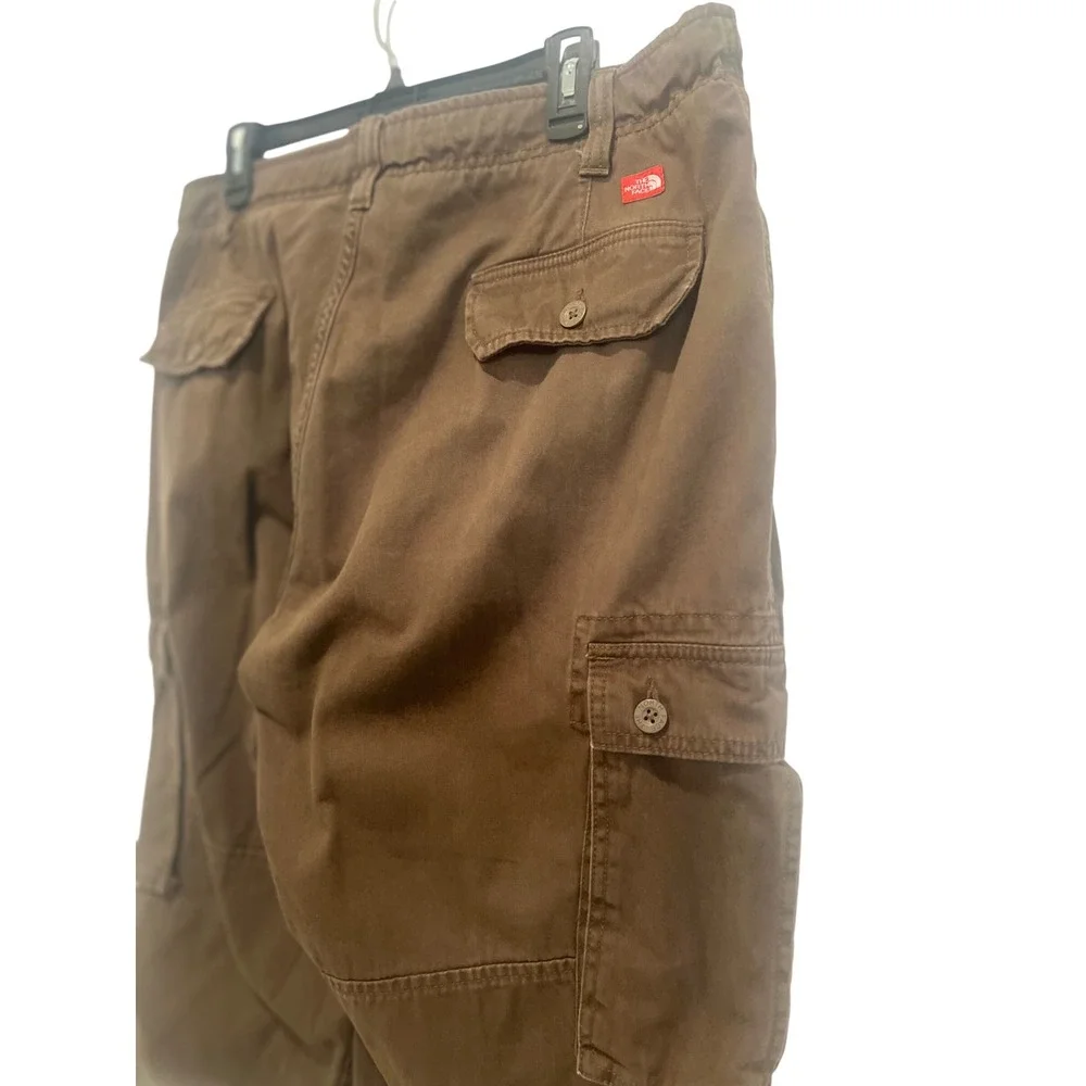 The North Face Baggy Cargo Pants Brown Retro Utility Hiking Streetwear Men's 38