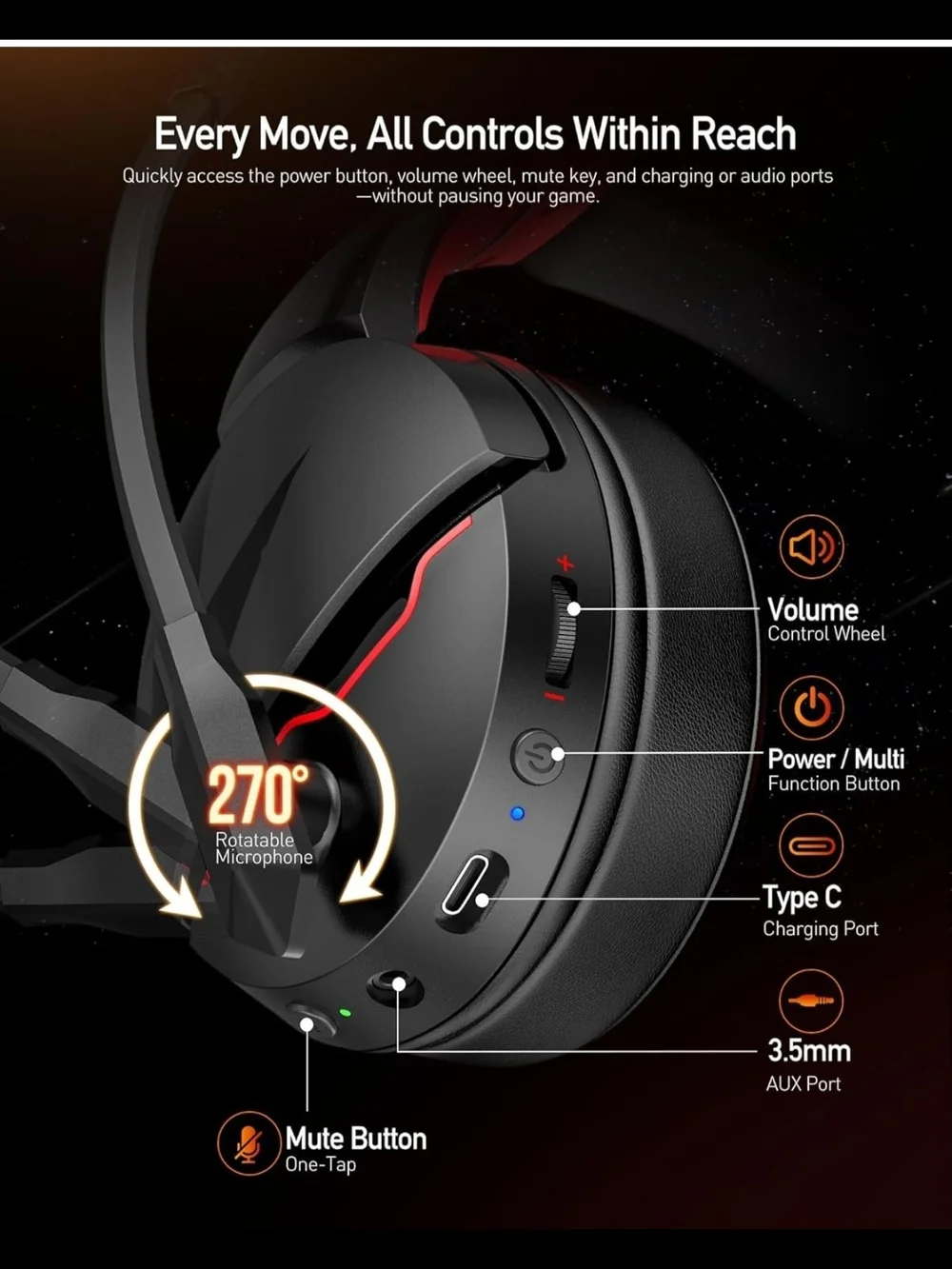 Acer Nitro Wireless Gaming Headset Black with Red Accents