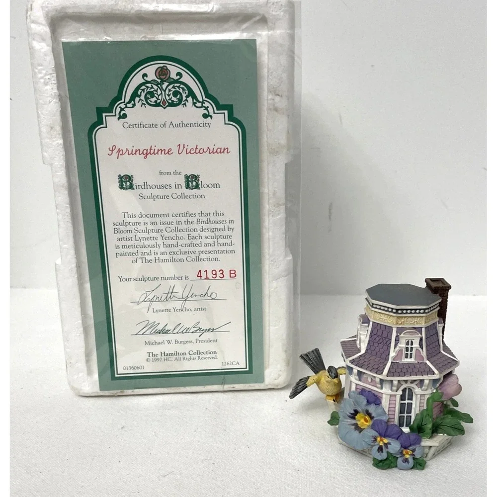 Vtg Springtime Victorian Birdhouses in Bloom Figurine Hamilton Collection 1997