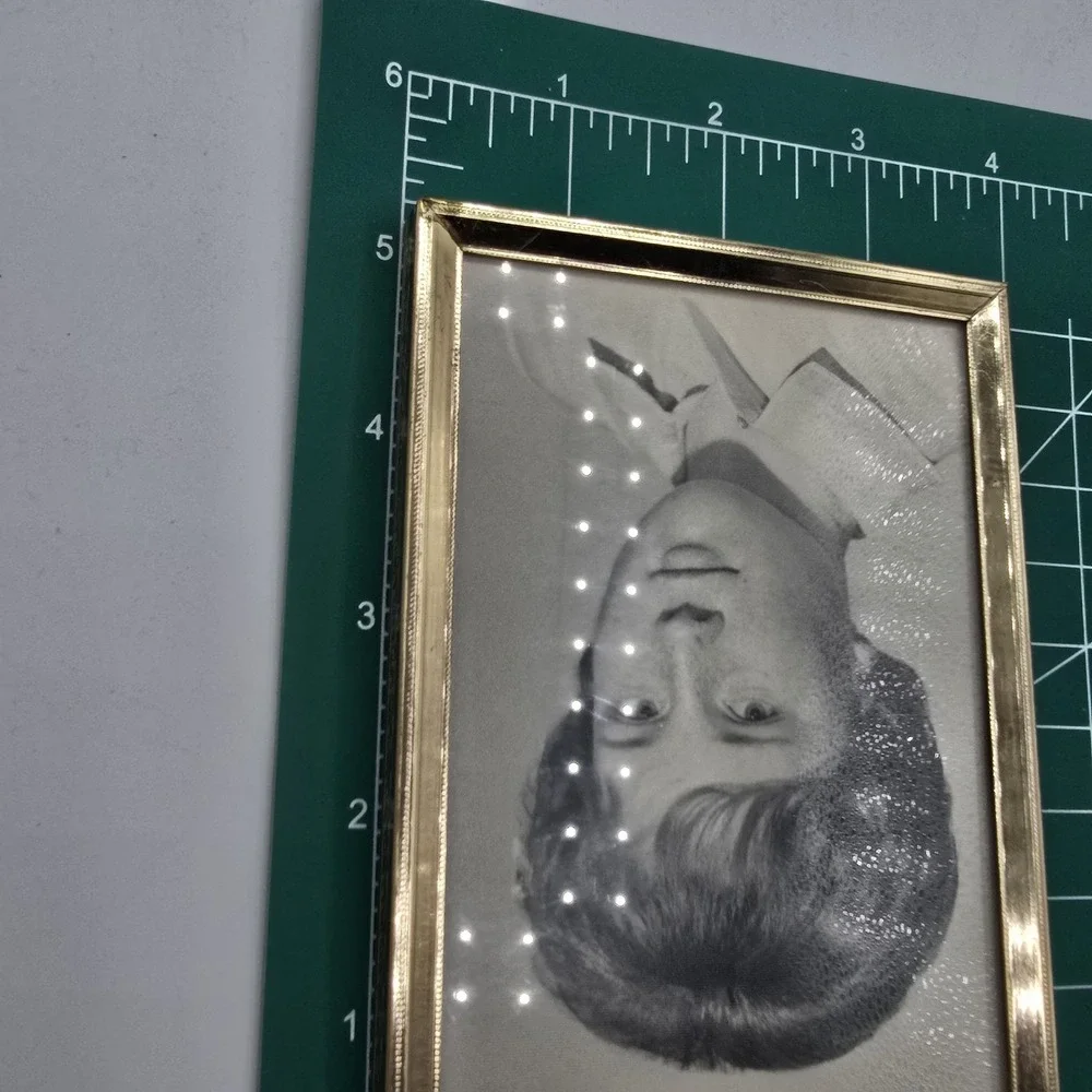 MCM‎ Brass/Gold Tone Metal Picture Frames With Photo Of Girl With Big Hair
