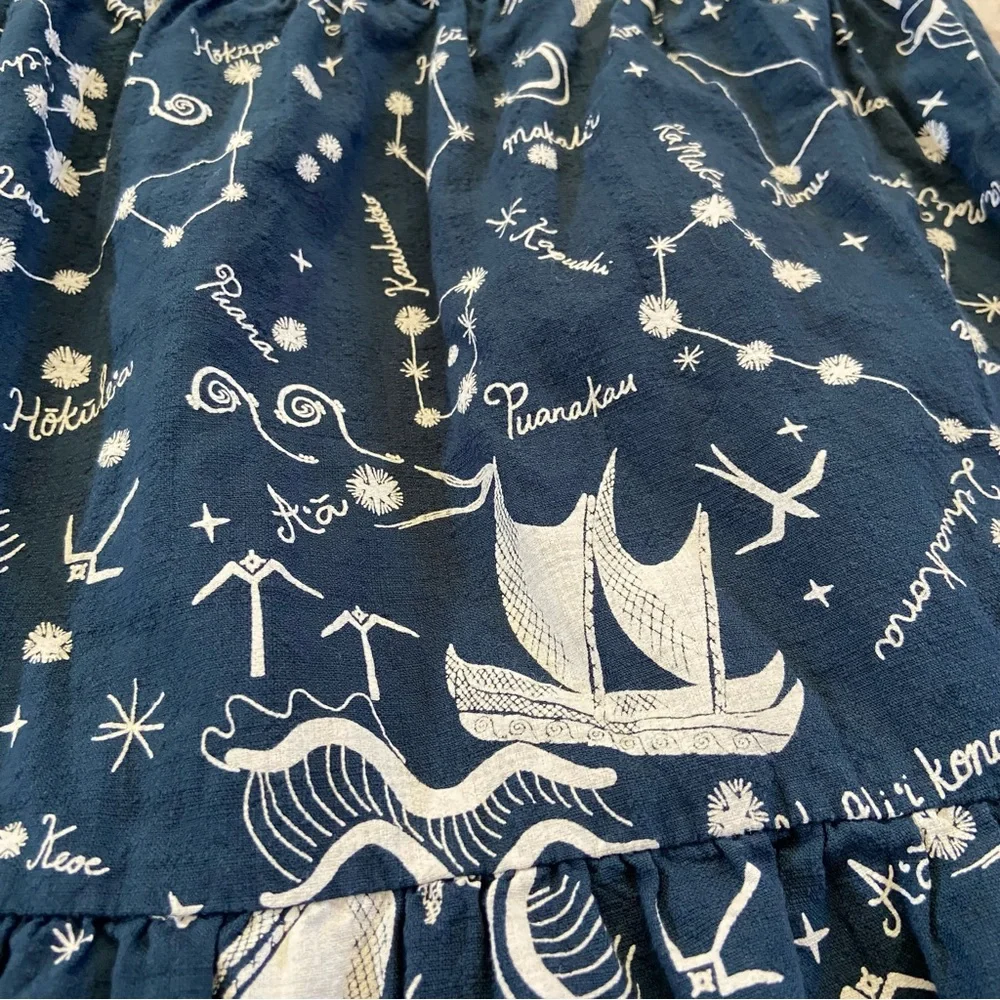 Girl’s Patagonia 100% Organic Cotton Navy Dress White Nautical Pattern Medium‎