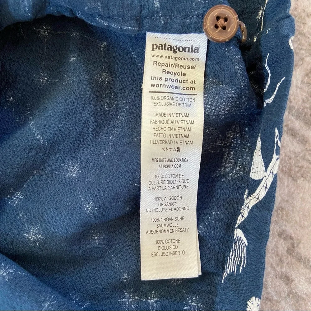 Girl’s Patagonia 100% Organic Cotton Navy Dress White Nautical Pattern Medium‎