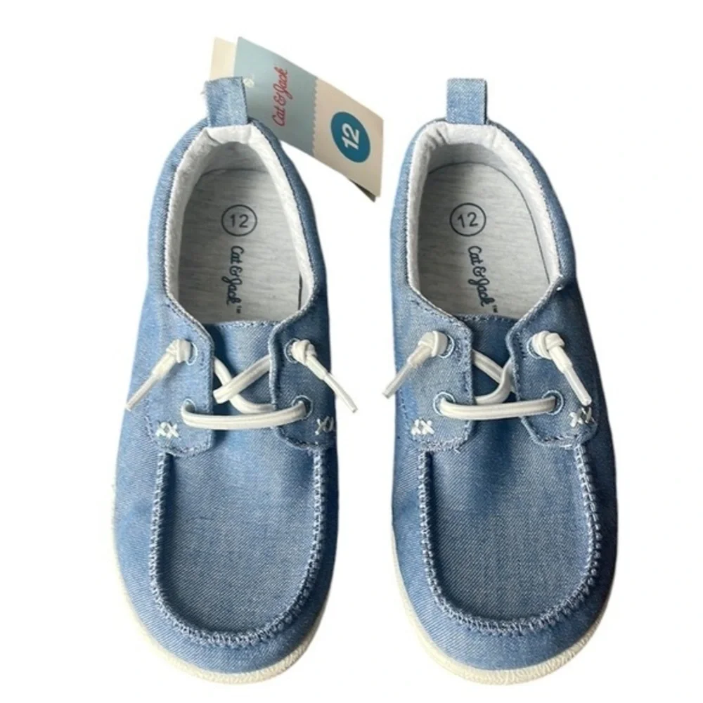 Cat & Jack Boys shoes blue Bobby lace loafers New size 12