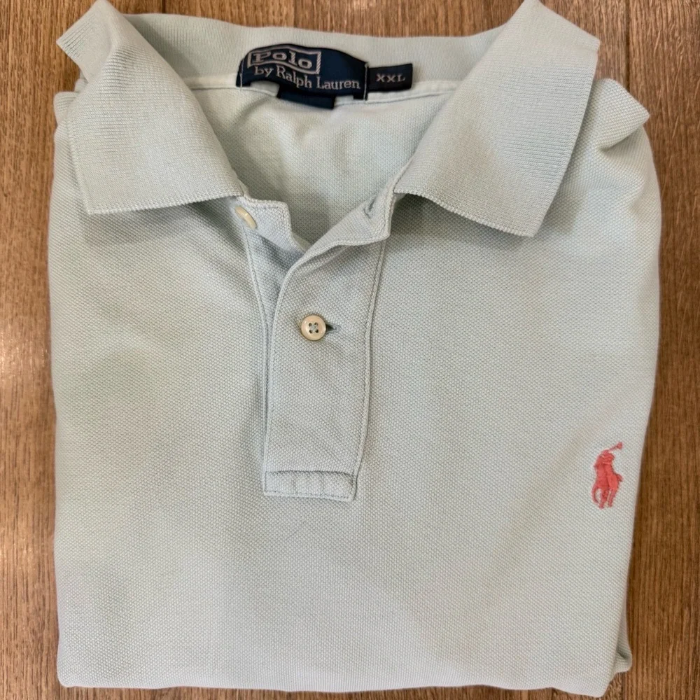 Polo‎ By Ralph Lauren Shirt Mens XXL Light Blue Polo Pink Pony Short Sleeve