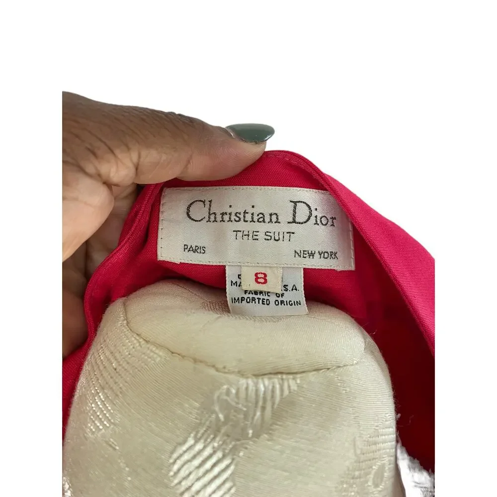 Christian Dior Vintage Business Career Office Work Minimalist Pink‎ Suit Size 8