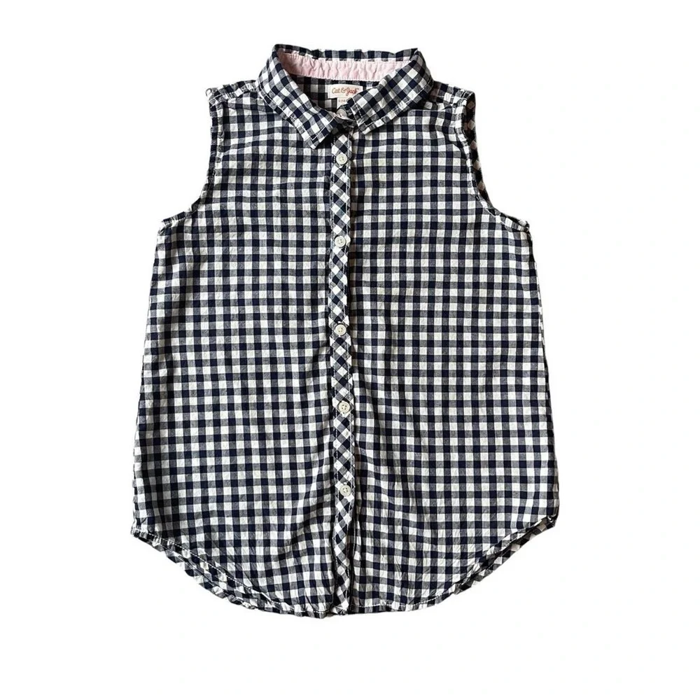 Cat & Jack Black and White Checkered Sleeveless Shirt