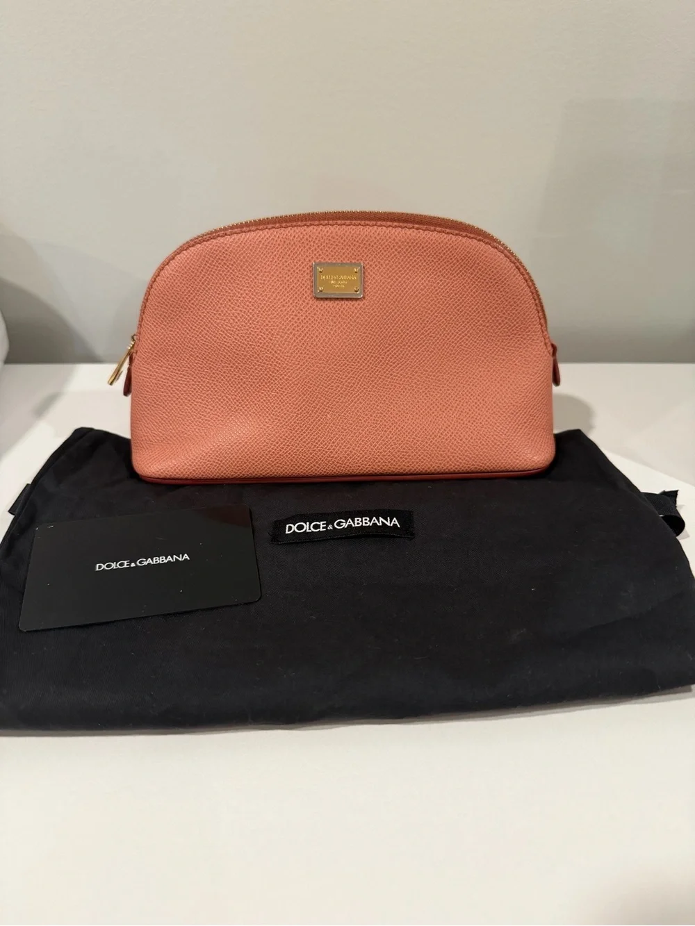 Dolce & Gabbana Peach Saffiano Leather Cosmetic Case