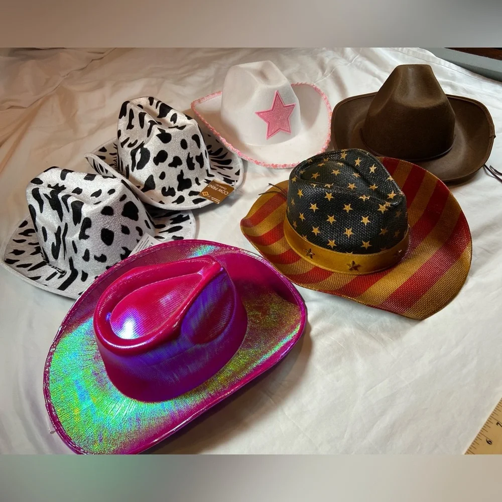 Colorful Cowboy Hat Collection for parties 6‎ total