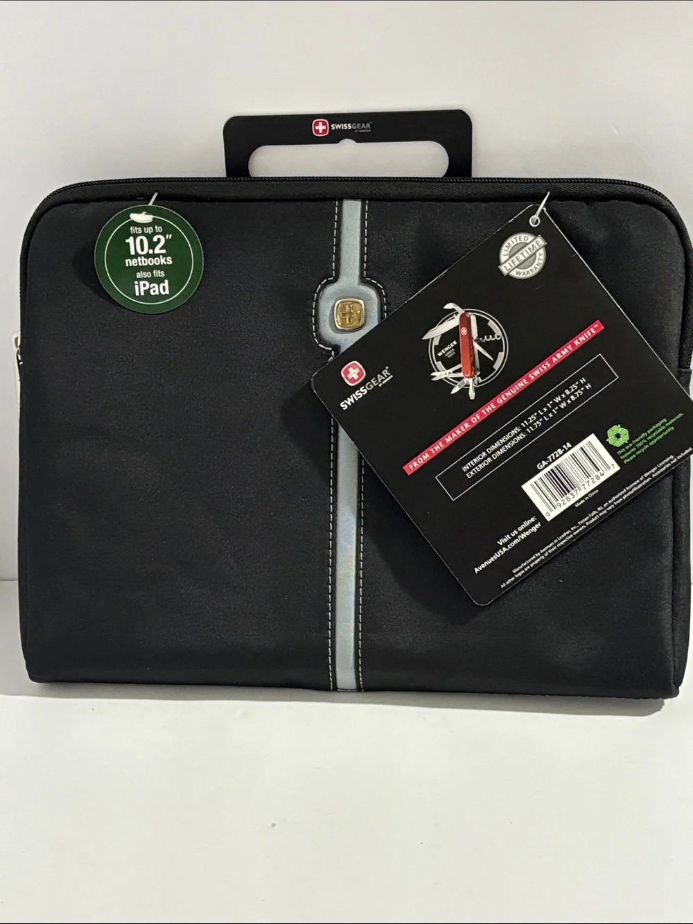 SwissGear Black Laptop Sleeve with Light Gray Trim - Fits Up to 10.2