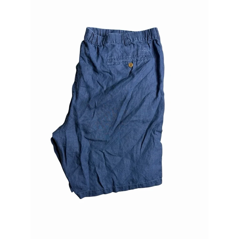 Tommy Bahama Men's Linen Blend Shorts Blue Elastic Waist Casual 3XLT