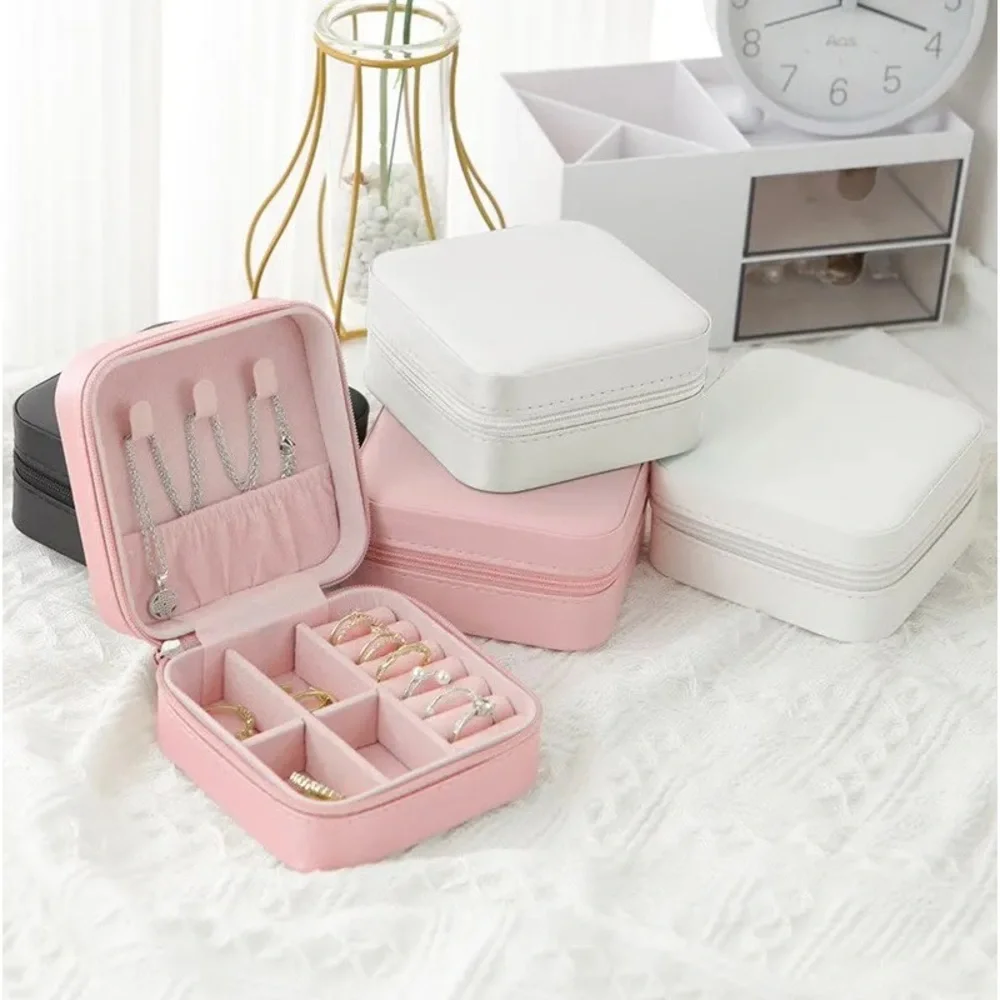NWT hot pink travel jewelry box storage case rings, earrings, necklaces vegan