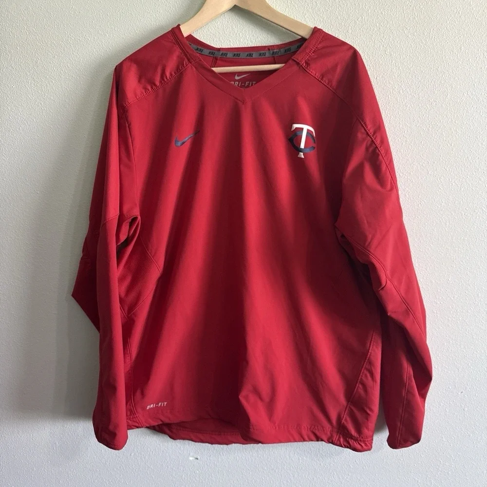 Nike Minnesota Twins Jacket Mens Large Red MLB Baseball Pullover Windbreaker
