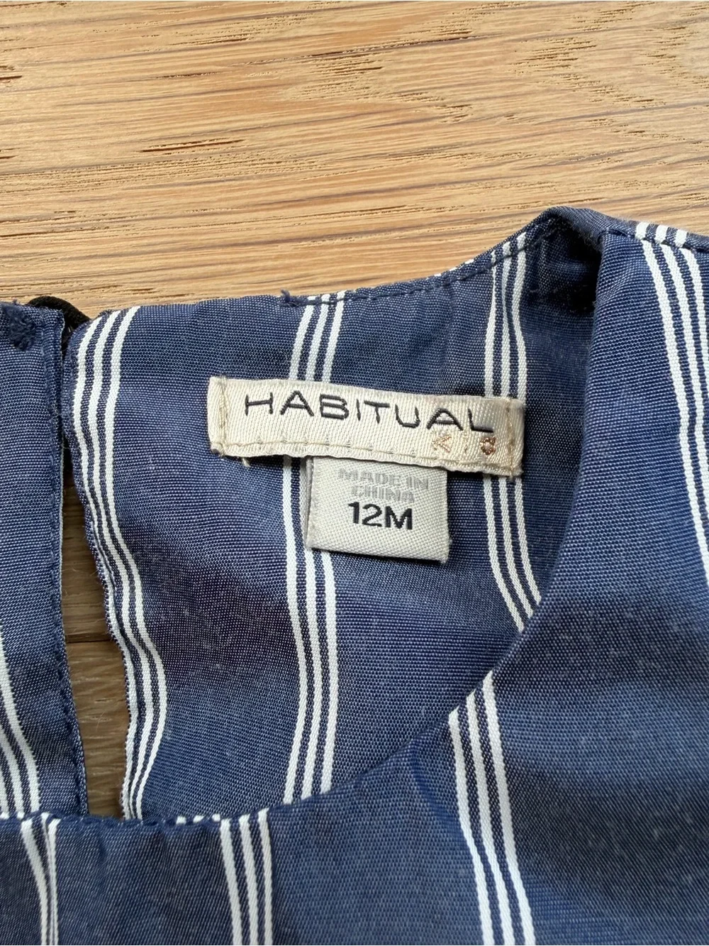 Habitual Baby Girl Blue Striped Ruffle Dress + Bloomers Set 12M