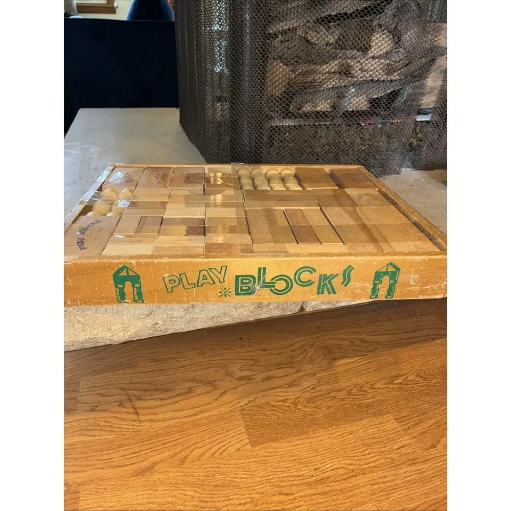 Vintage Kindergarten Wood Blocks Wooden Blocks - Natural Minimalist - 43 Pieces