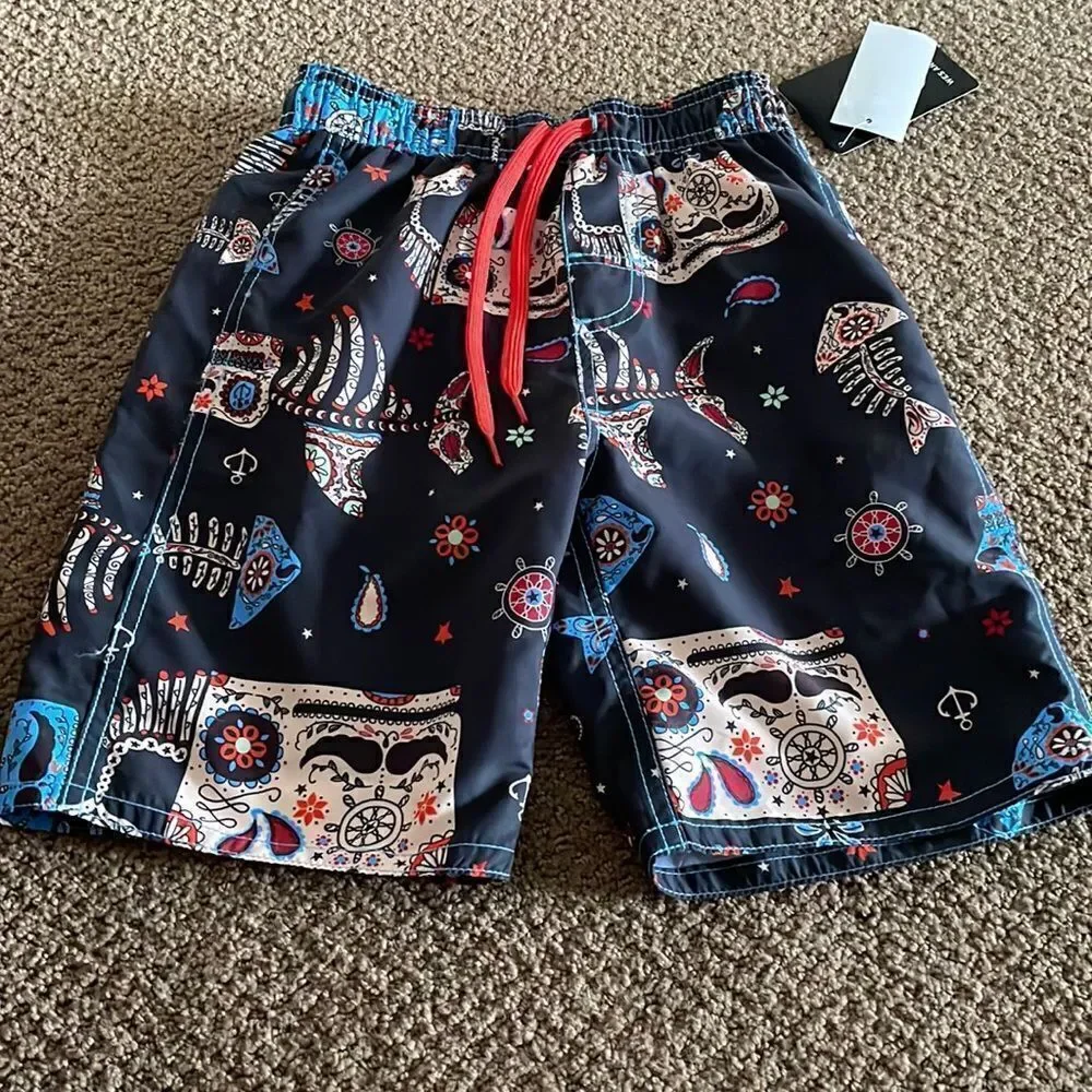 Wes And Willy Black Fishbone & Paisley Bathing Suit