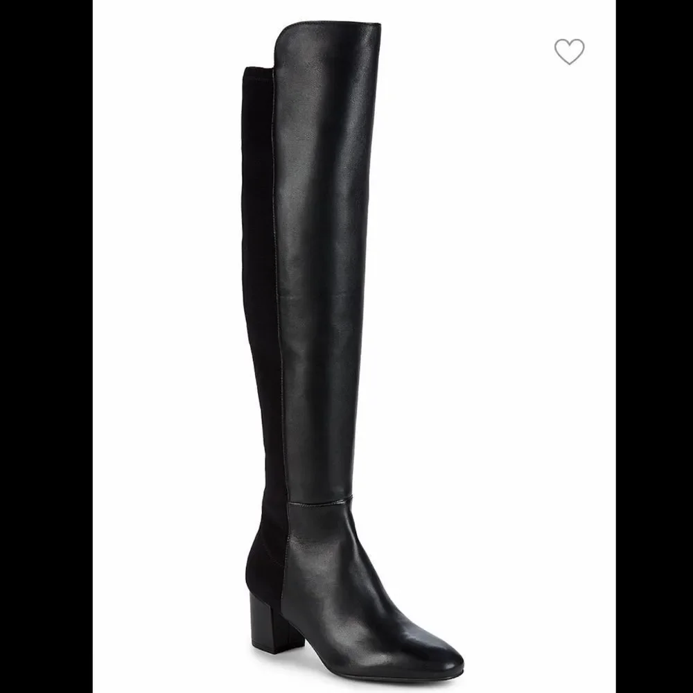 STUART WEITZMAN Gillian Leather Block Heel Knee-High Boots