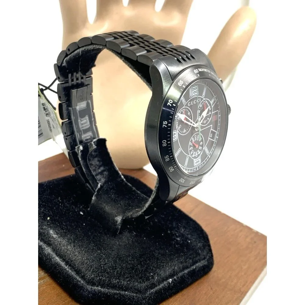Gucci Men's Watch YA126217 G-Timeless Swiss Quartz Chronograph Black Steel 46mm