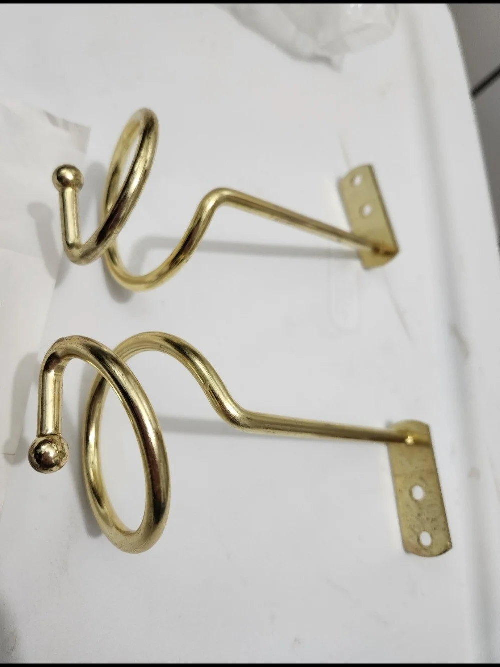 Brass Spiral Curtain Holdback Hooks - Gold