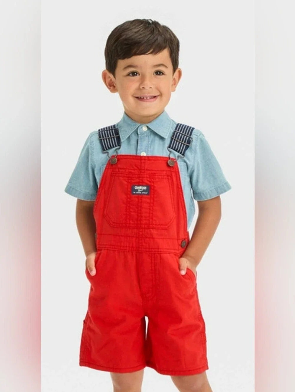 NWT OshKosh B'gosh Woven Shortalls Adjustable Striped Straps Toddlers 24 Months