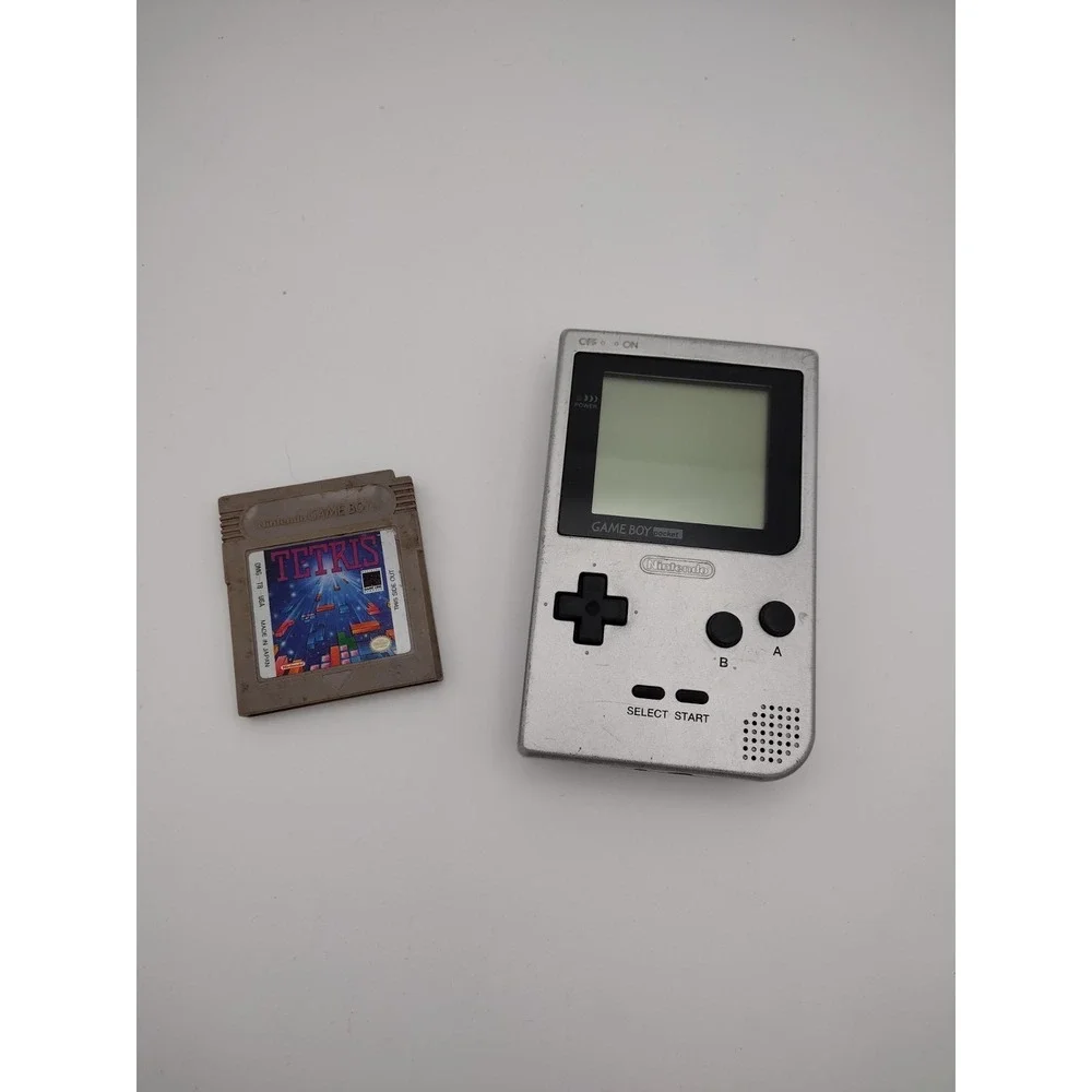 Nintendo Gameboy Pocket Silver Handheld Console System Tested & Working Tetris