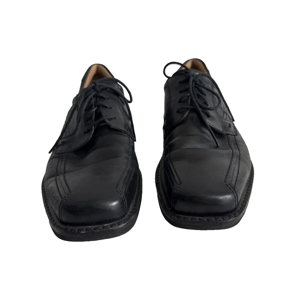 Ecco Mens Black Leather Dress Shoes Size 43 US 9.5 Lace Up Arch Support Career