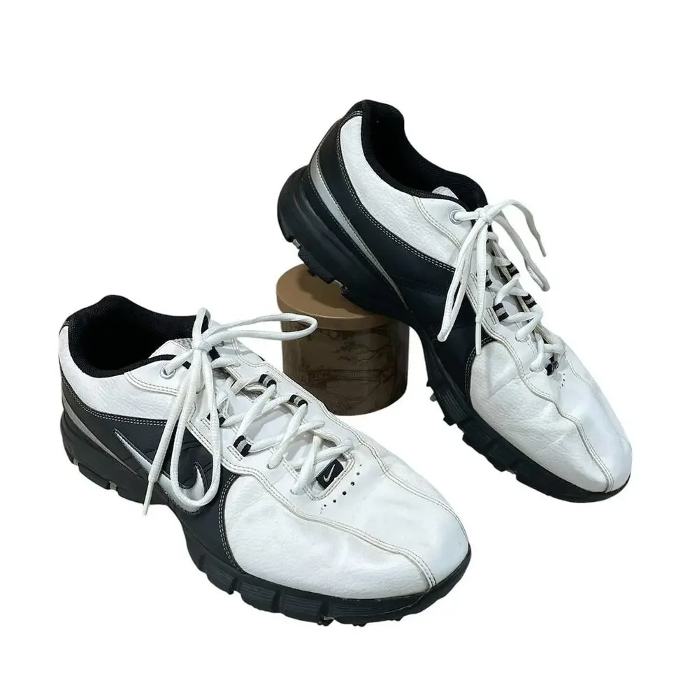 Nike Golf Shoes Men's Size 11.5 Power Channel TAC White Black Leather 317682-102