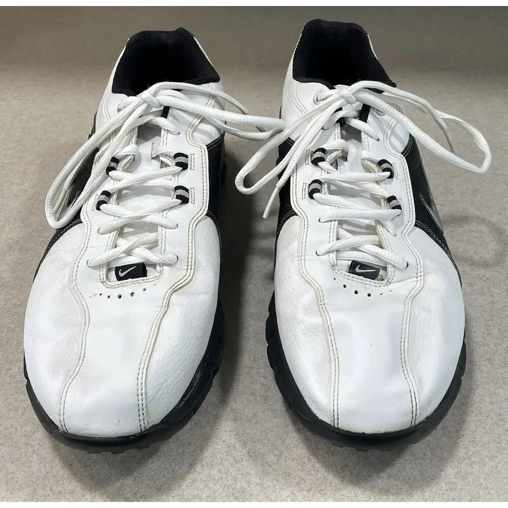 Nike Golf Shoes Men's Size 11.5 Power Channel TAC White Black Leather 317682-102