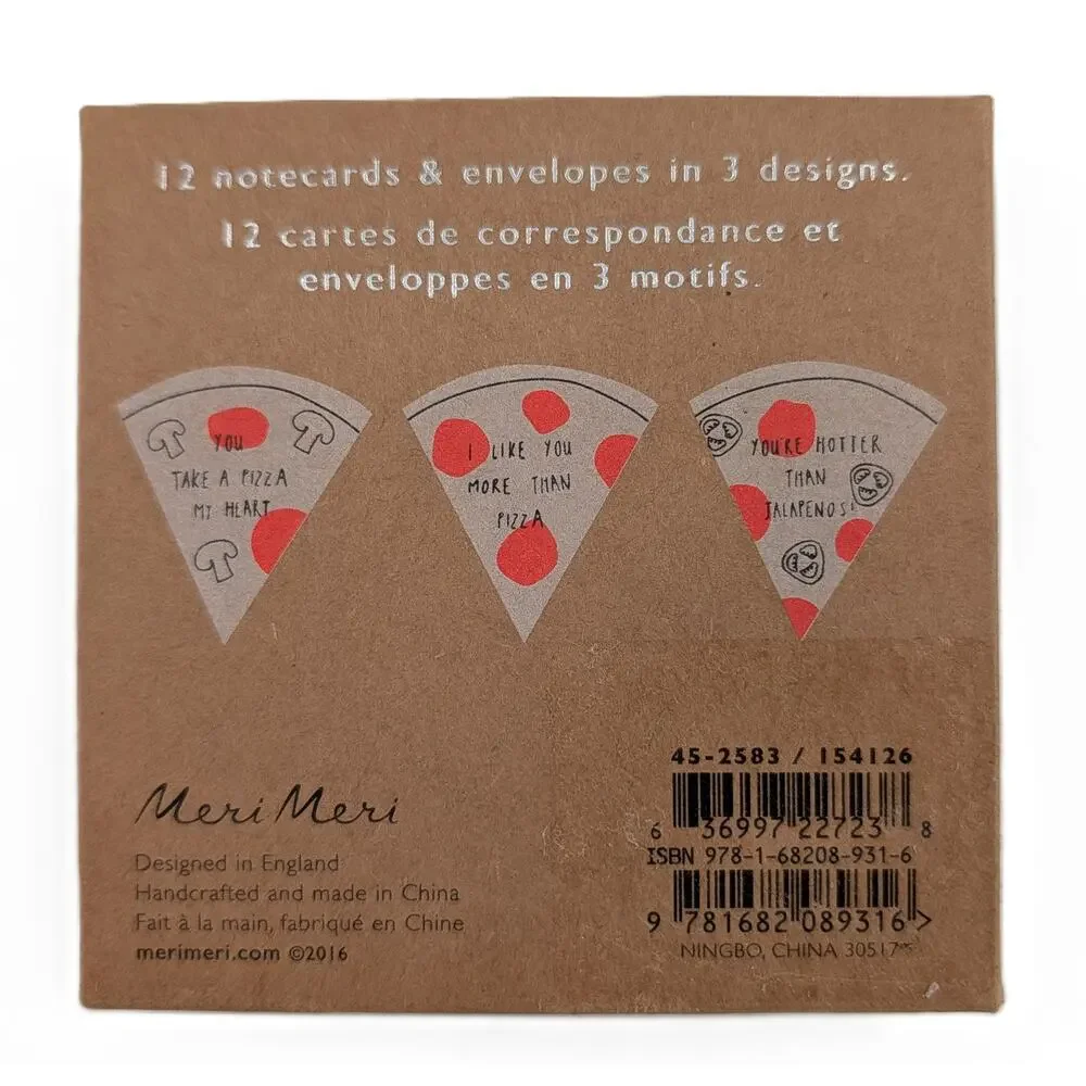 Meri Meri I love Pizza Valentine Notecards Set of 12 Cards