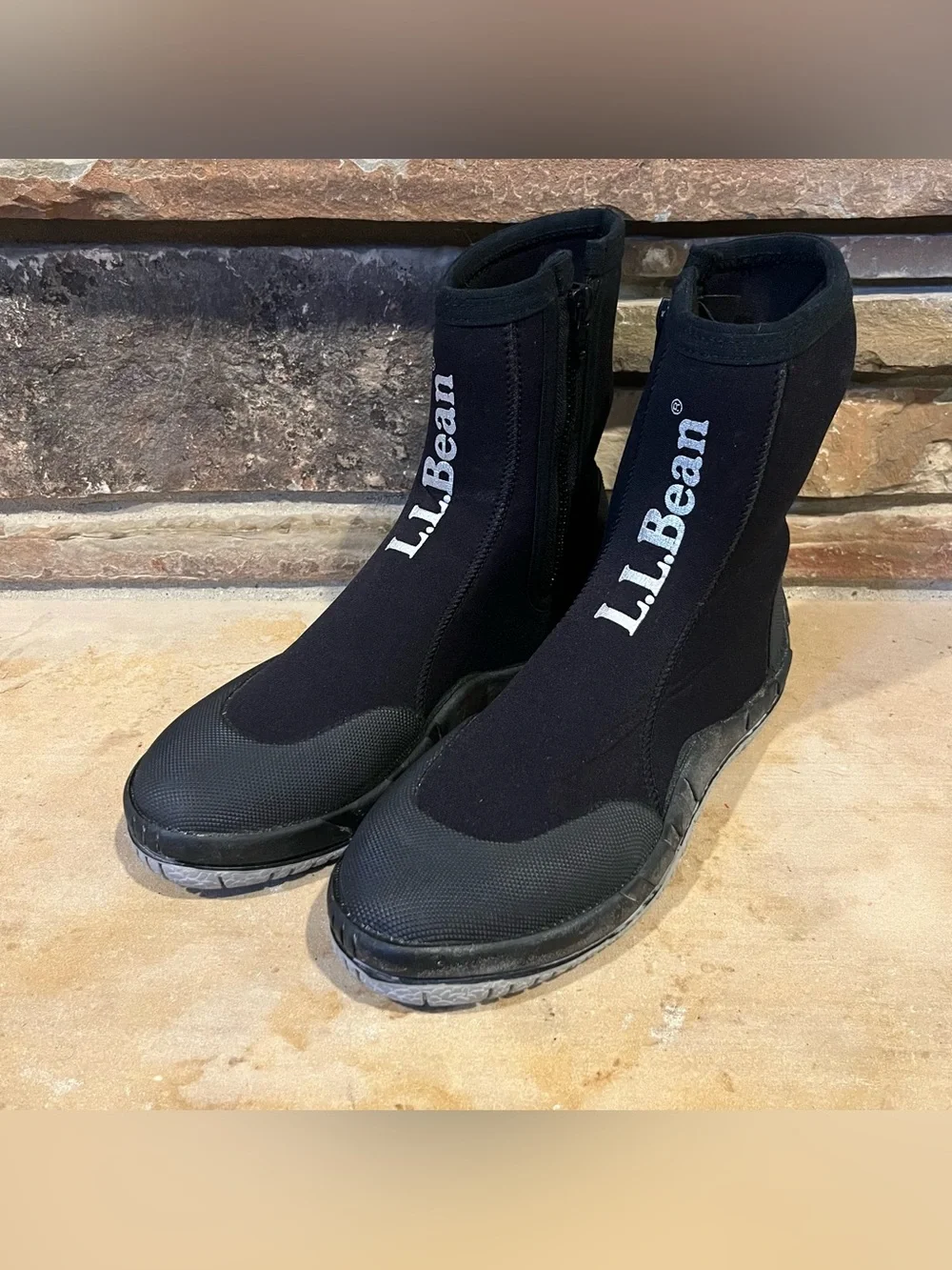 L.L. Bean Wet Suit Black Neoprene Zip Boots