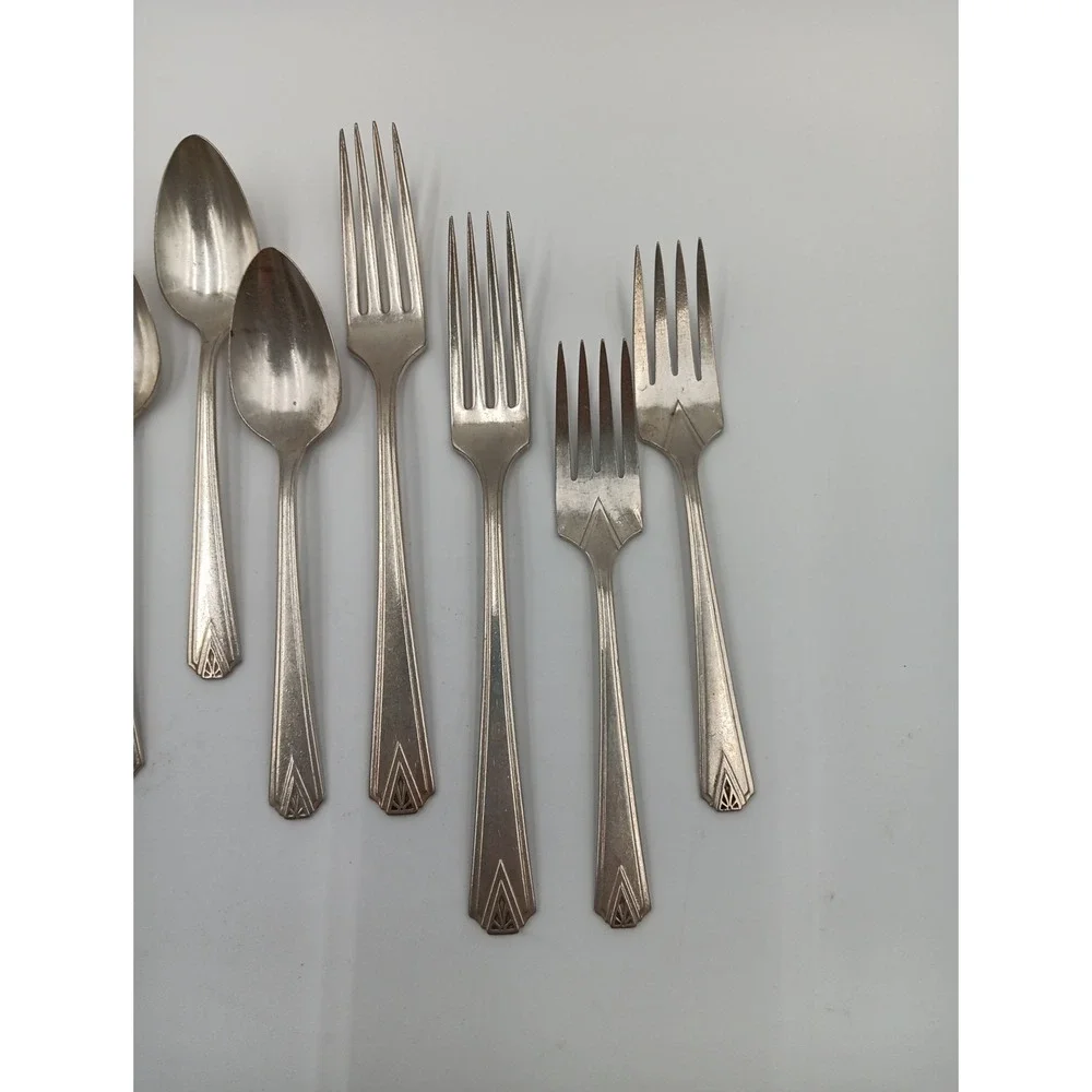 12pc DSC3‎ Stainless Steel Community Plate Diamond Silver  Flatware Forks Spoons