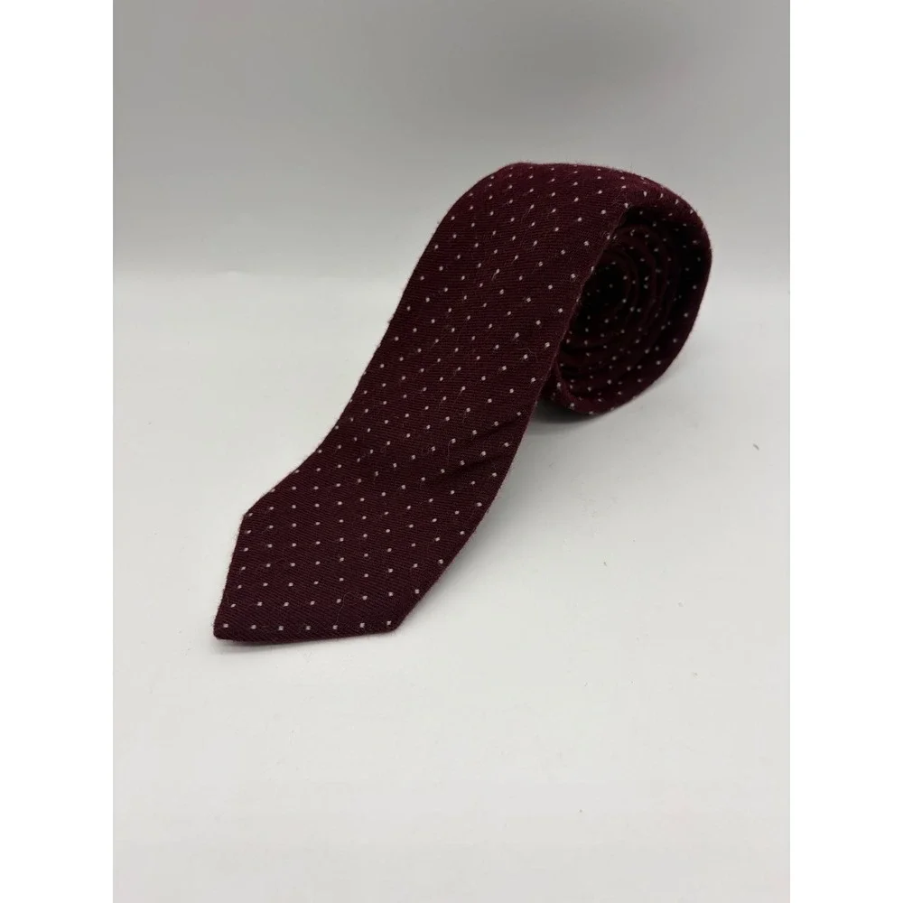 Bonobos Tie Mens OS Burgundy Micro Dot Wool Silk Blend Handmade USA Slim Classic