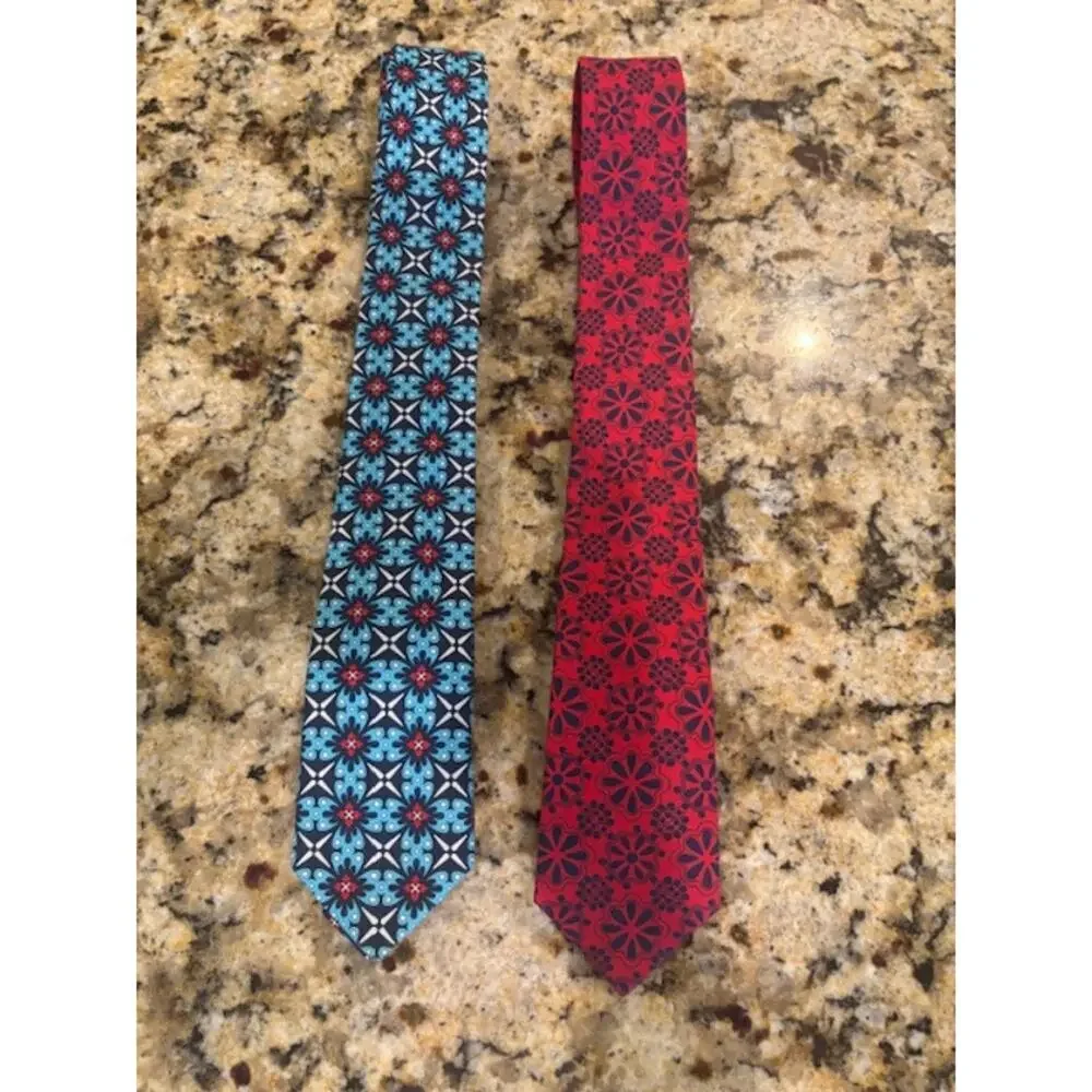 Cantucci Boys Tie Lot of 2 Hand Made 100% Cotton Youth Adjustable 58 Inches