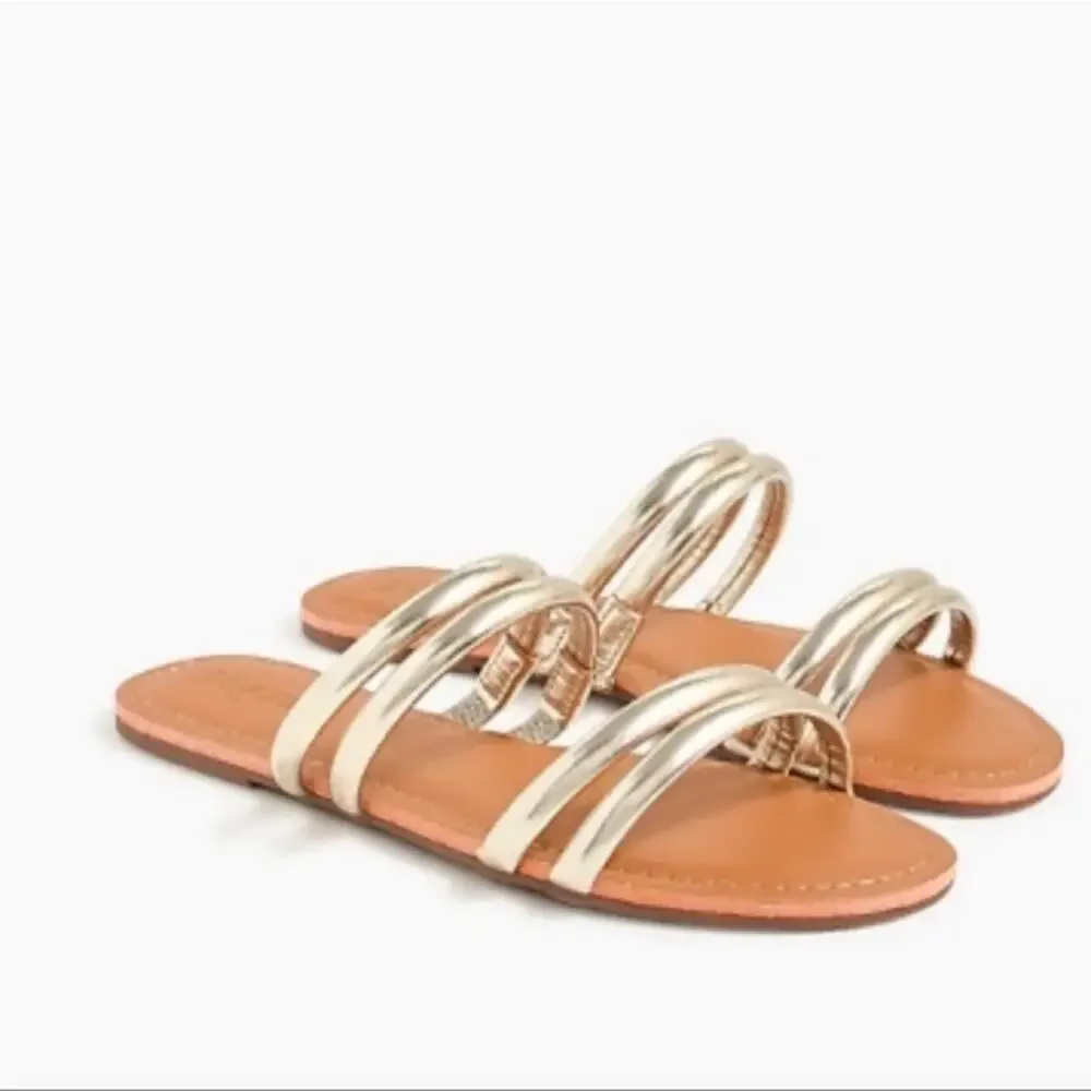 J. Crew seaside slide sandals metallic gold sz 6