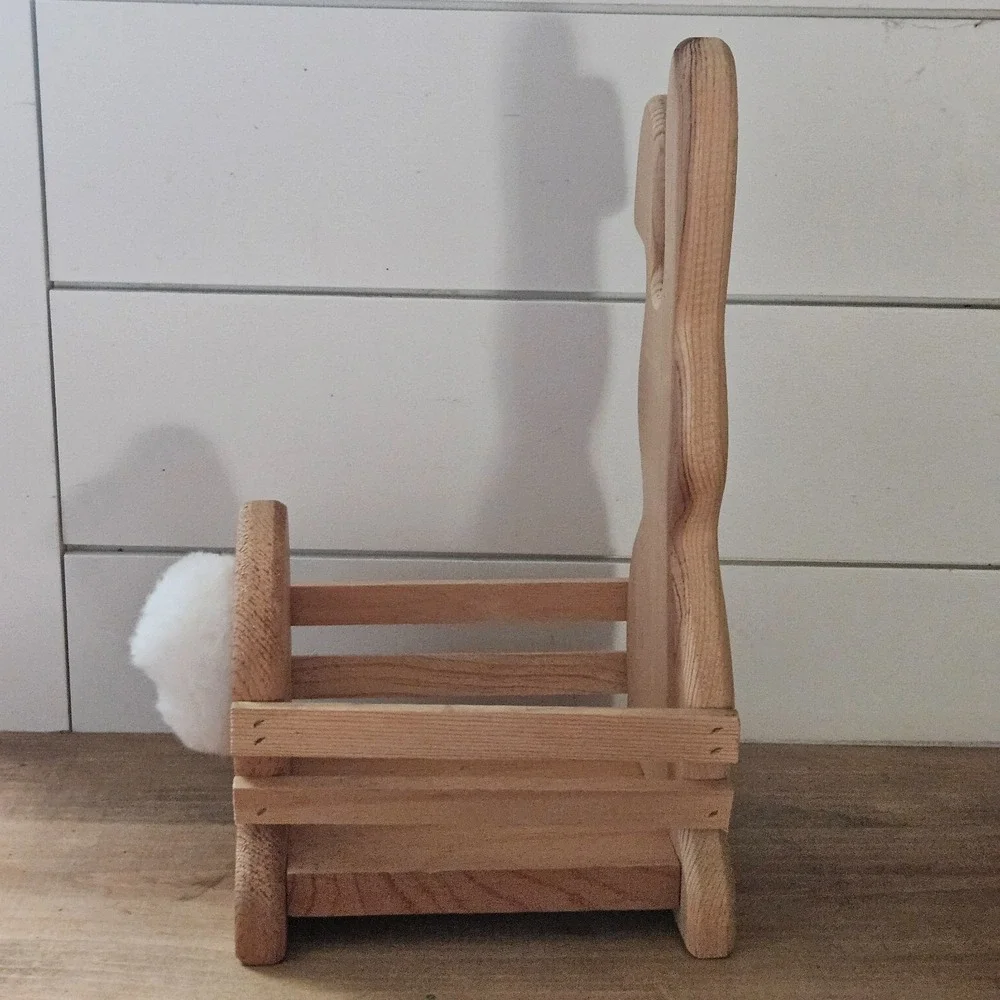 Vintage Camel Wood Products Wooden Bunny Basket Crate Easter Rabbit Decor